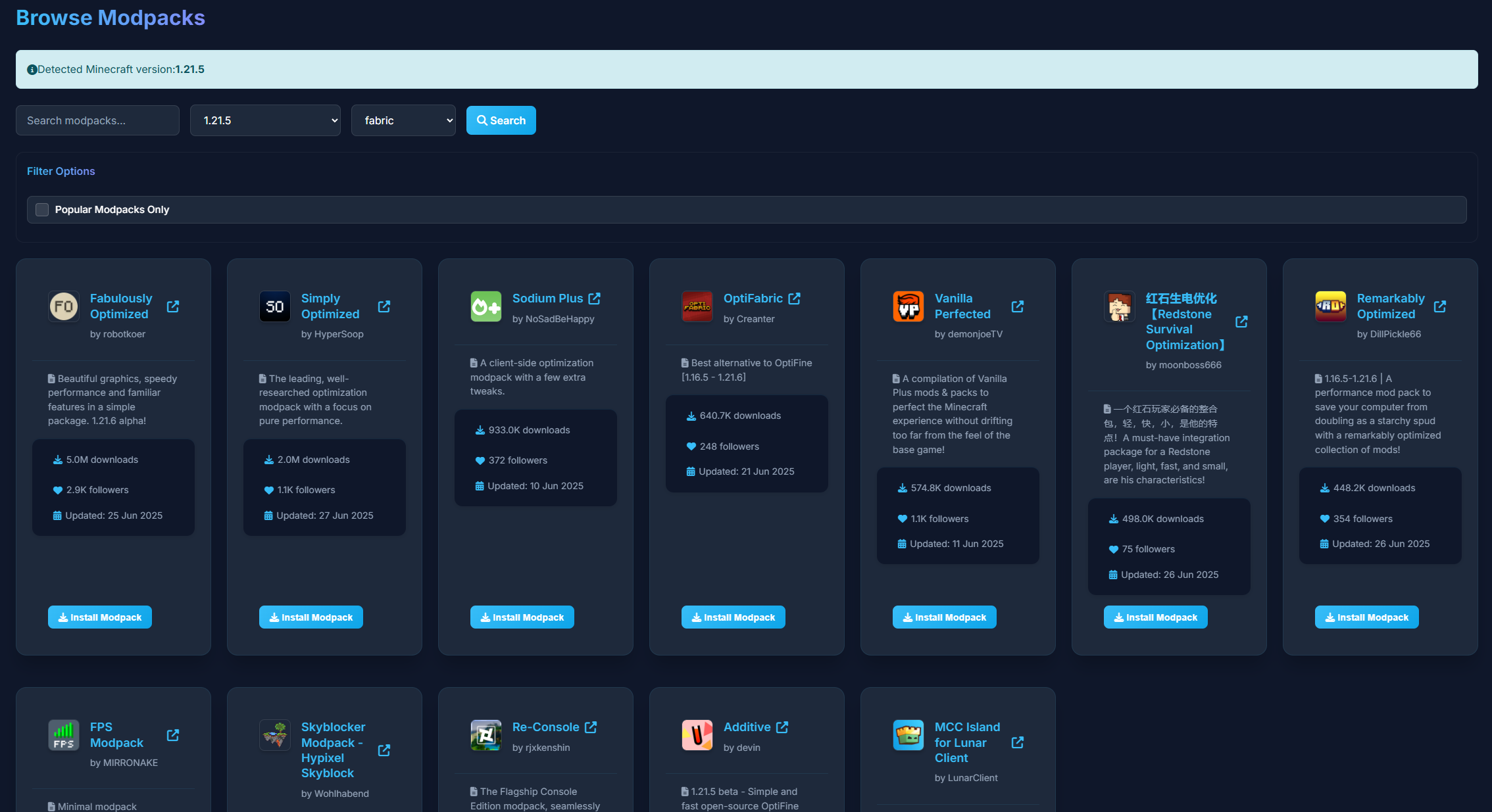 Modpack Browser