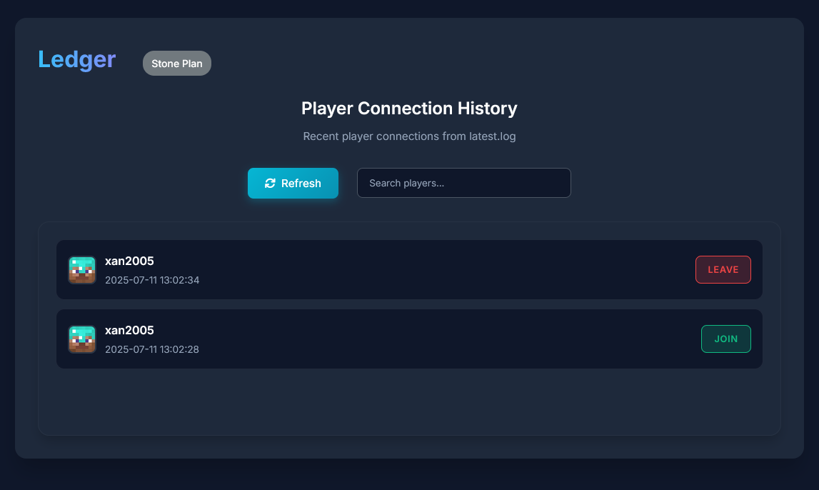 Player Connection Ledger